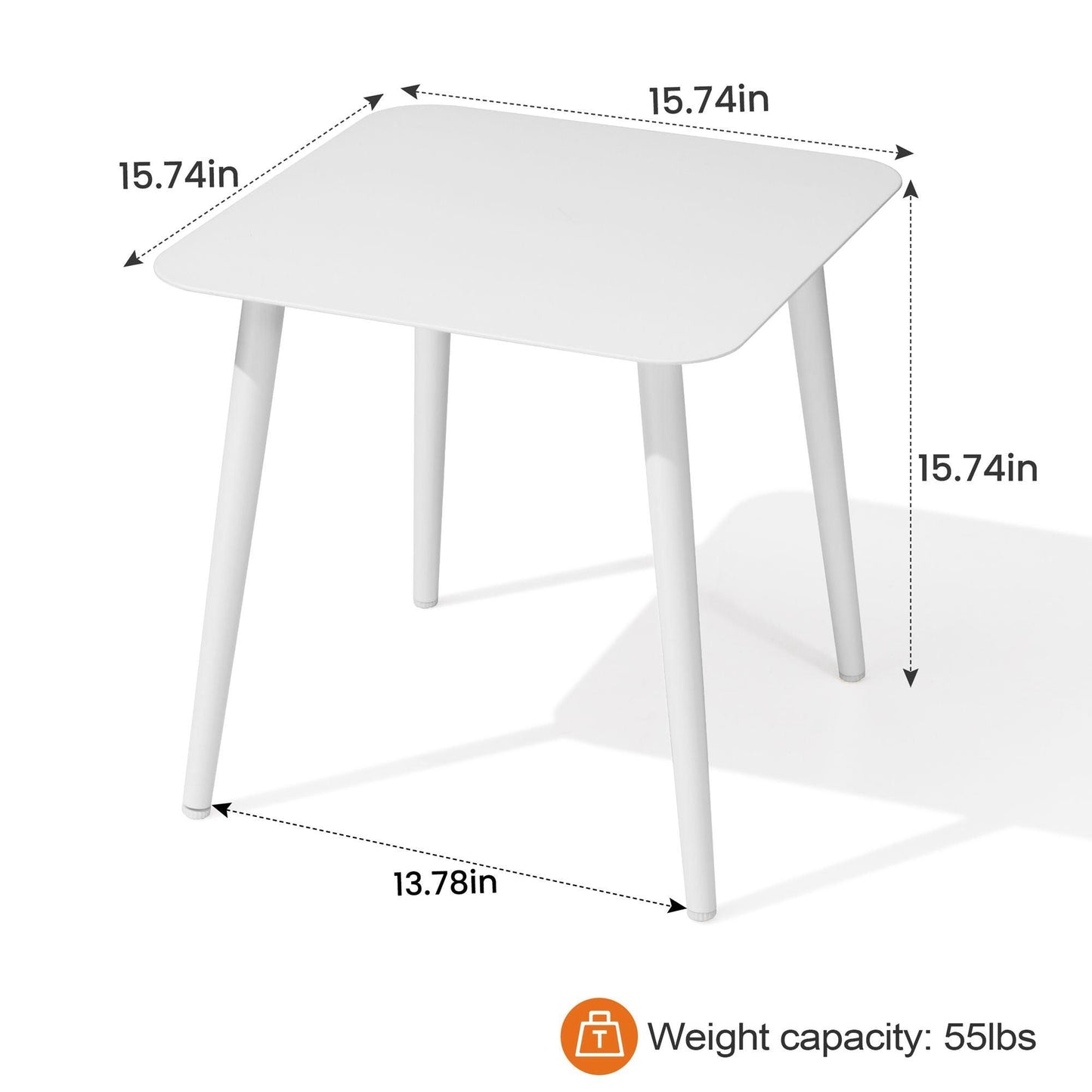 16" White Square Metal Outdoor Side Table - FurniFindUSA
