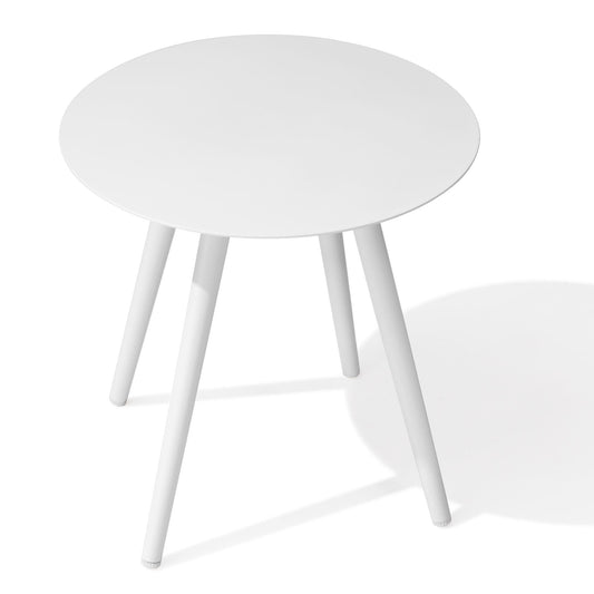 16" White Rounded Metal Outdoor Side Table - FurniFindUSA