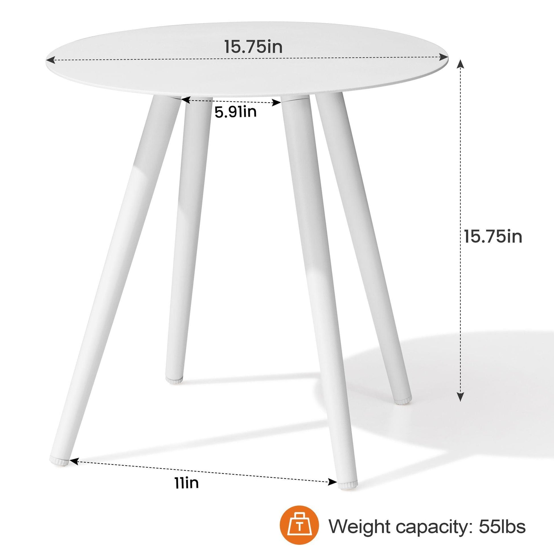 16" White Rounded Metal Outdoor Side Table - FurniFindUSA