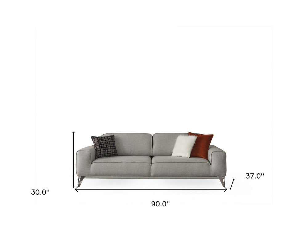 90" Light Gray Linen Sleeper Sofa With Toss Pillows HomeRoots