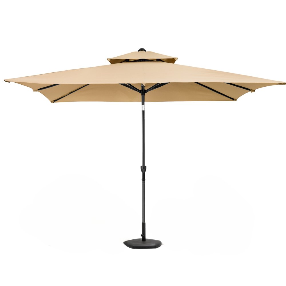 10' Tan Polyester Rectangular Tilt Market Patio Umbrella HomeRoots
