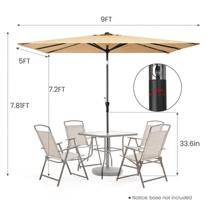 9' Tan Polyester Rectangular Tilt Market Patio Umbrella - FurniFindUSA