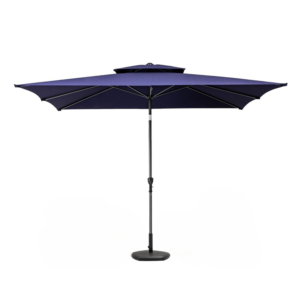 9' Navy Blue Polyester Rectangular Tilt Market Patio Umbrella HomeRoots