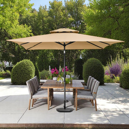 9' Tan Polyester Rectangular Tilt Market Patio Umbrella HomeRoots