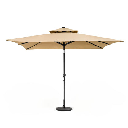 9' Tan Polyester Rectangular Tilt Market Patio Umbrella HomeRoots