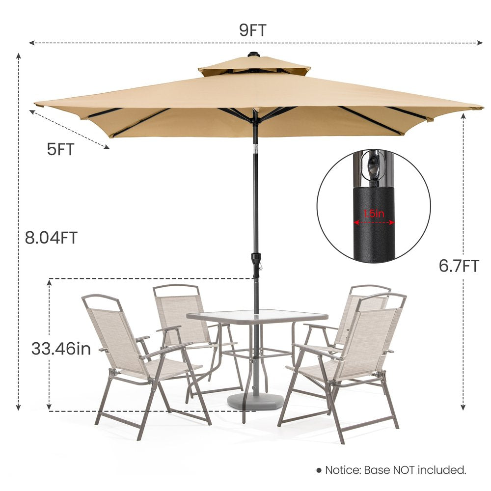 9' Tan Polyester Rectangular Tilt Market Patio Umbrella HomeRoots