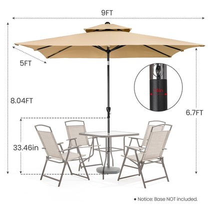 9' Tan Polyester Rectangular Tilt Market Patio Umbrella HomeRoots
