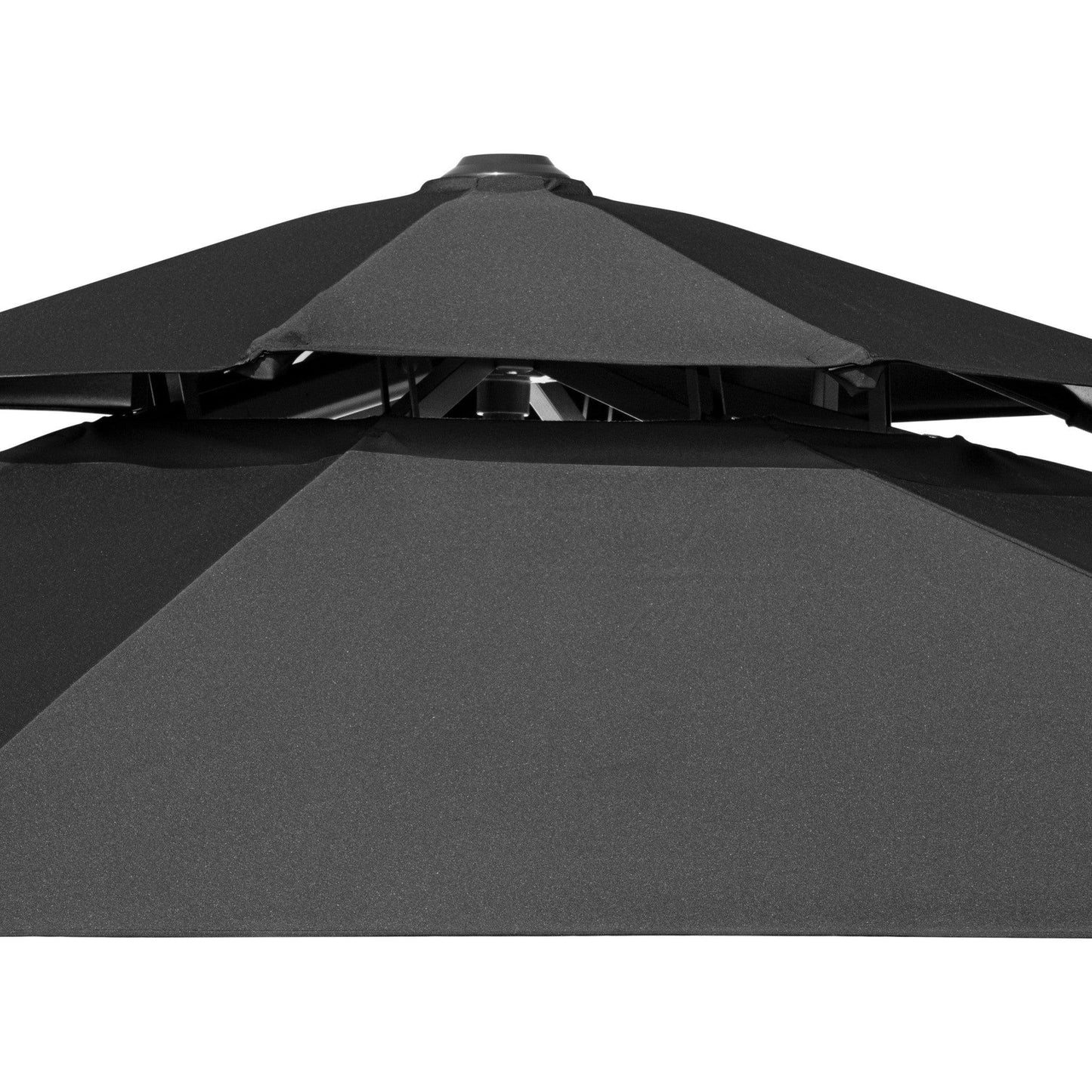 12' Black Polyester Round Tilt Cantilever Patio Umbrella With Stand - FurniFindUSA