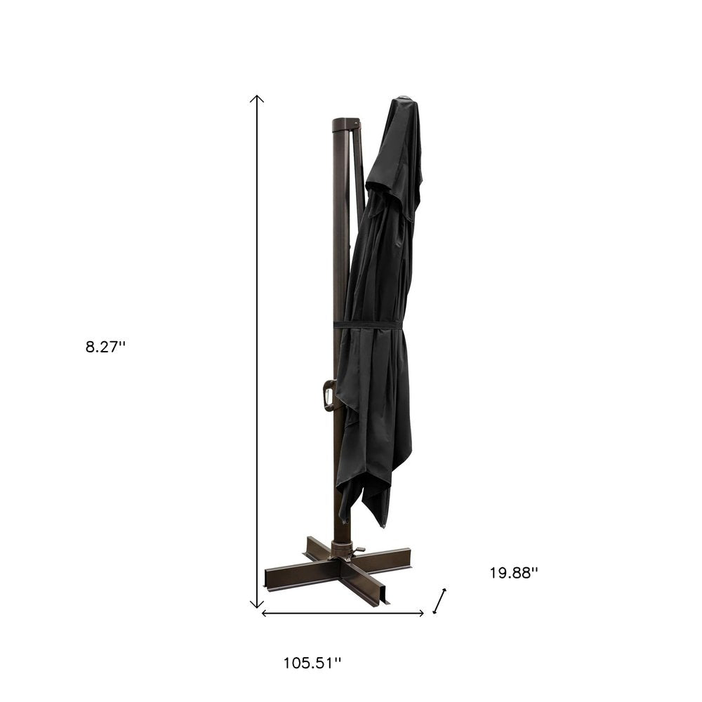 13' Black Polyester Rectangular Tilt Cantilever Patio Umbrella with Stand — view 3
