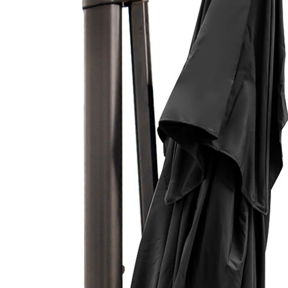 13' Black Polyester Rectangular Tilt Cantilever Patio Umbrella with Stand — view 4