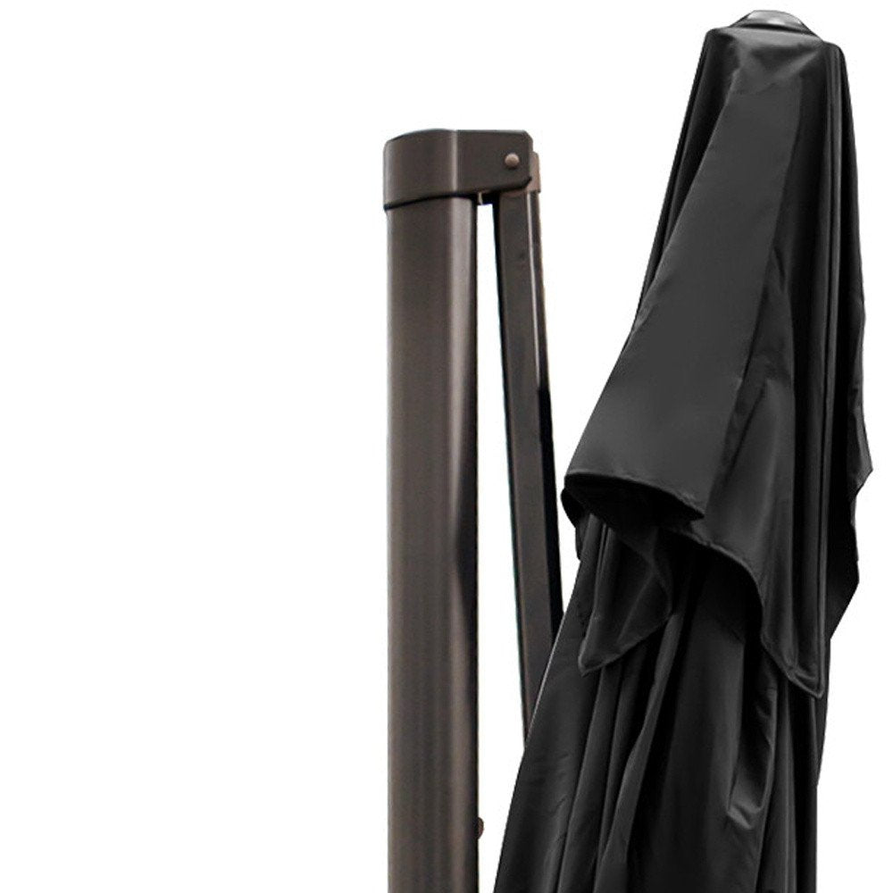 13' Black Polyester Rectangular Tilt Cantilever Patio Umbrella with Stand — view 5