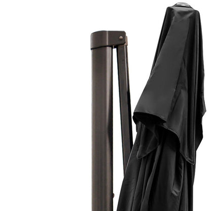 13' Black Polyester Rectangular Tilt Cantilever Patio Umbrella with Stand