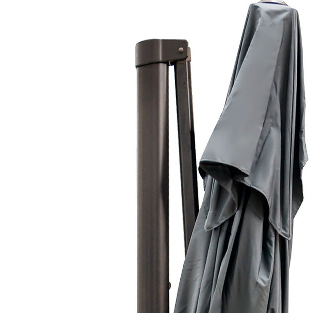 13' Gray Polyester Rectangular Tilt Cantilever Patio Umbrella with Stand — view 4