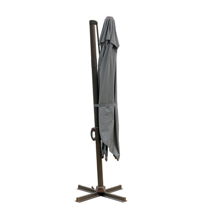 10' Dark Gray Polyester Square Tilt Cantilever Patio Umbrella With Stand - FurniFindUSA