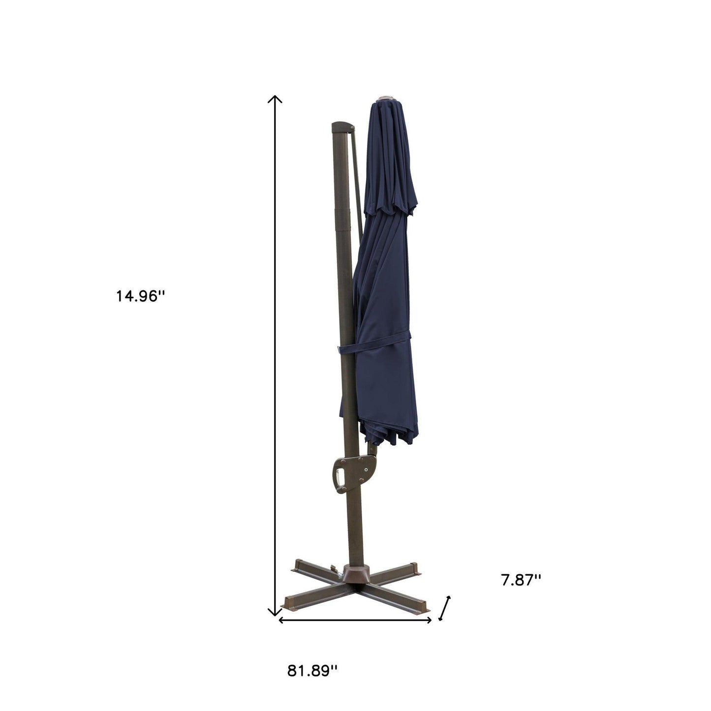 11.5' Navy Blue Polyester Round Tilt Cantilever Patio Umbrella With Stand - FurniFindUSA