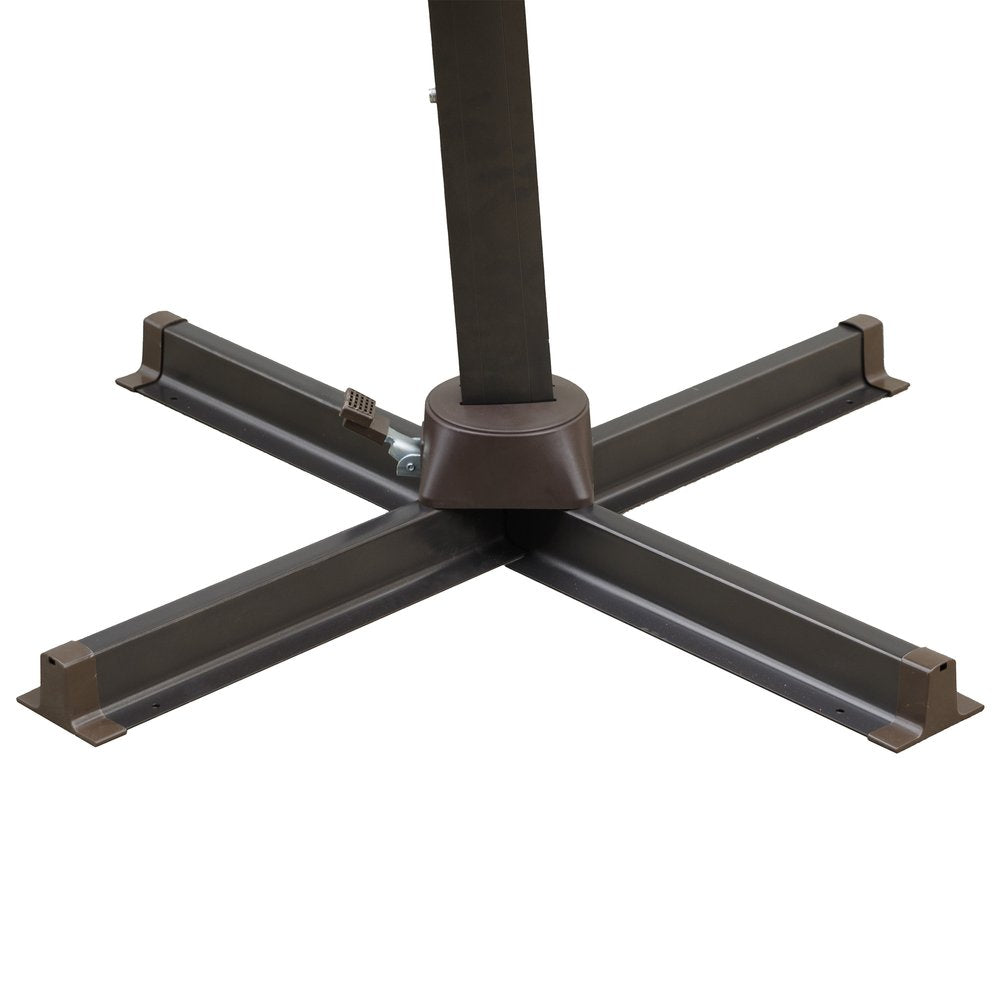 10' Navy Blue Polyester Square Tilt Cantilever Patio Umbrella with Stand — view 1