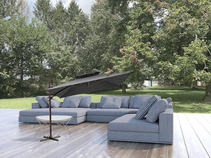 11' Dark Gray Polyester Round Tilt Cantilever Patio Umbrella With Stand - FurniFindUSA