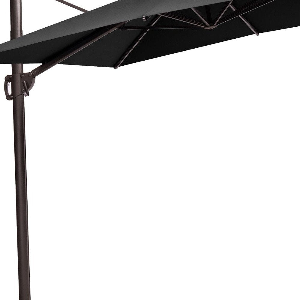 11' Black Polyester Round Tilt Cantilever Patio Umbrella with Stand — view 4