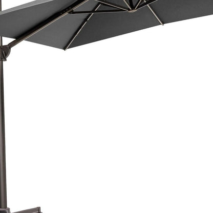 11' Dark Gray Polyester Round Tilt Cantilever Patio Umbrella With Stand HomeRoots