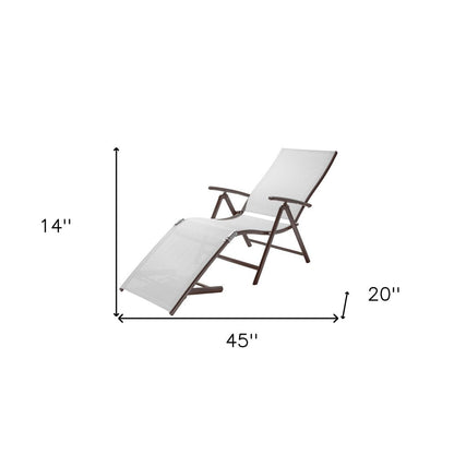 Set of Two Light Gray Aluminum Eight Position Adjustable Sling Outdoor Folding Chaise Lounges HomeRoots