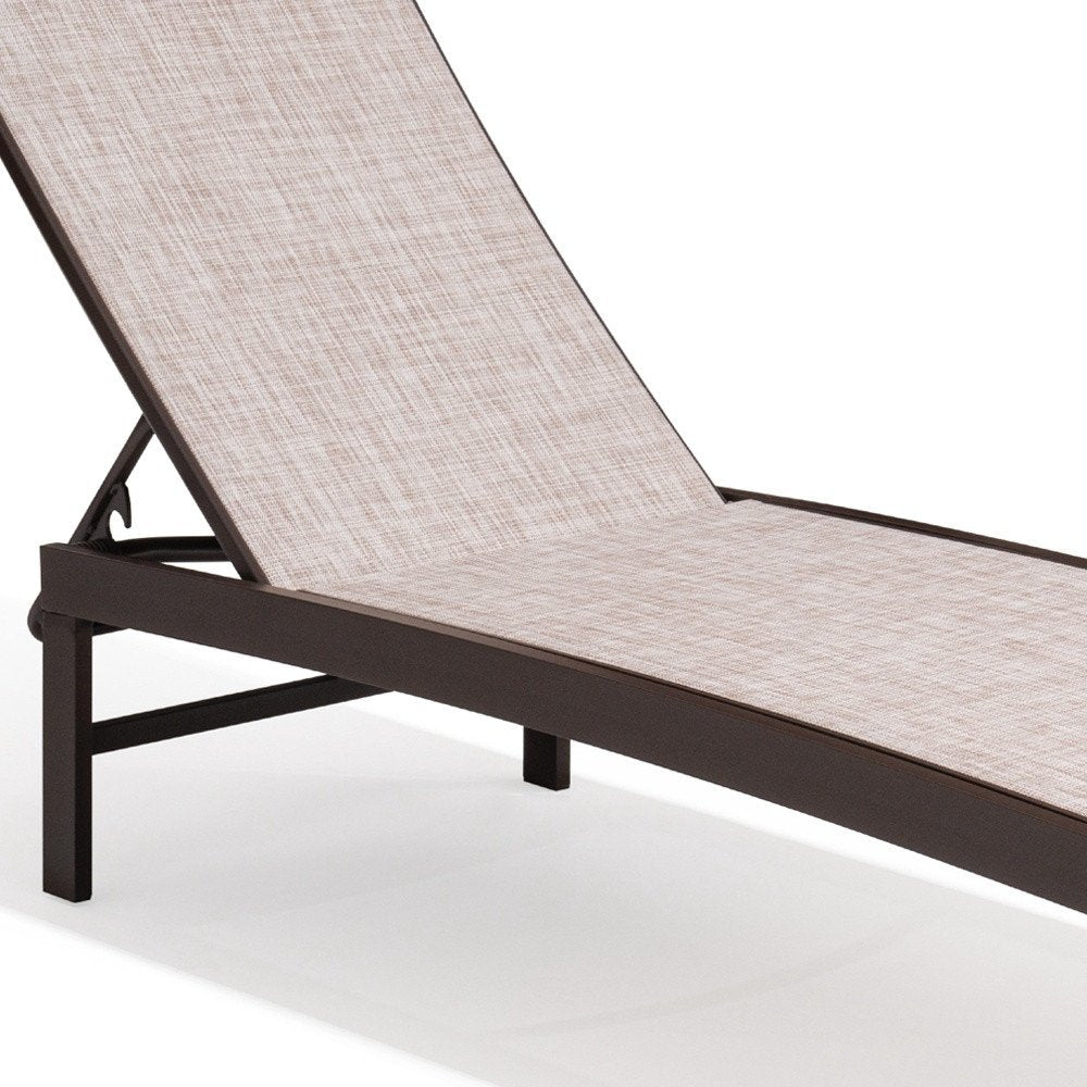43" Beige Aluminum Five Position Adjustable Sling Outdoor Chaise Lounge — view 3