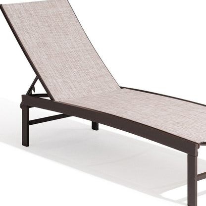 43" Beige Aluminum Five Position Adjustable Sling Outdoor Chaise Lounge HomeRoots
