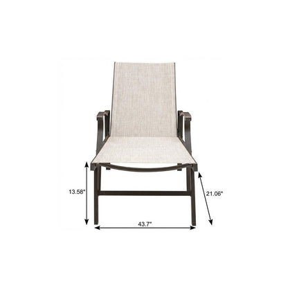 44" Beige Aluminum Six Position Adjustable Sling Outdoor Chaise Lounge HomeRoots