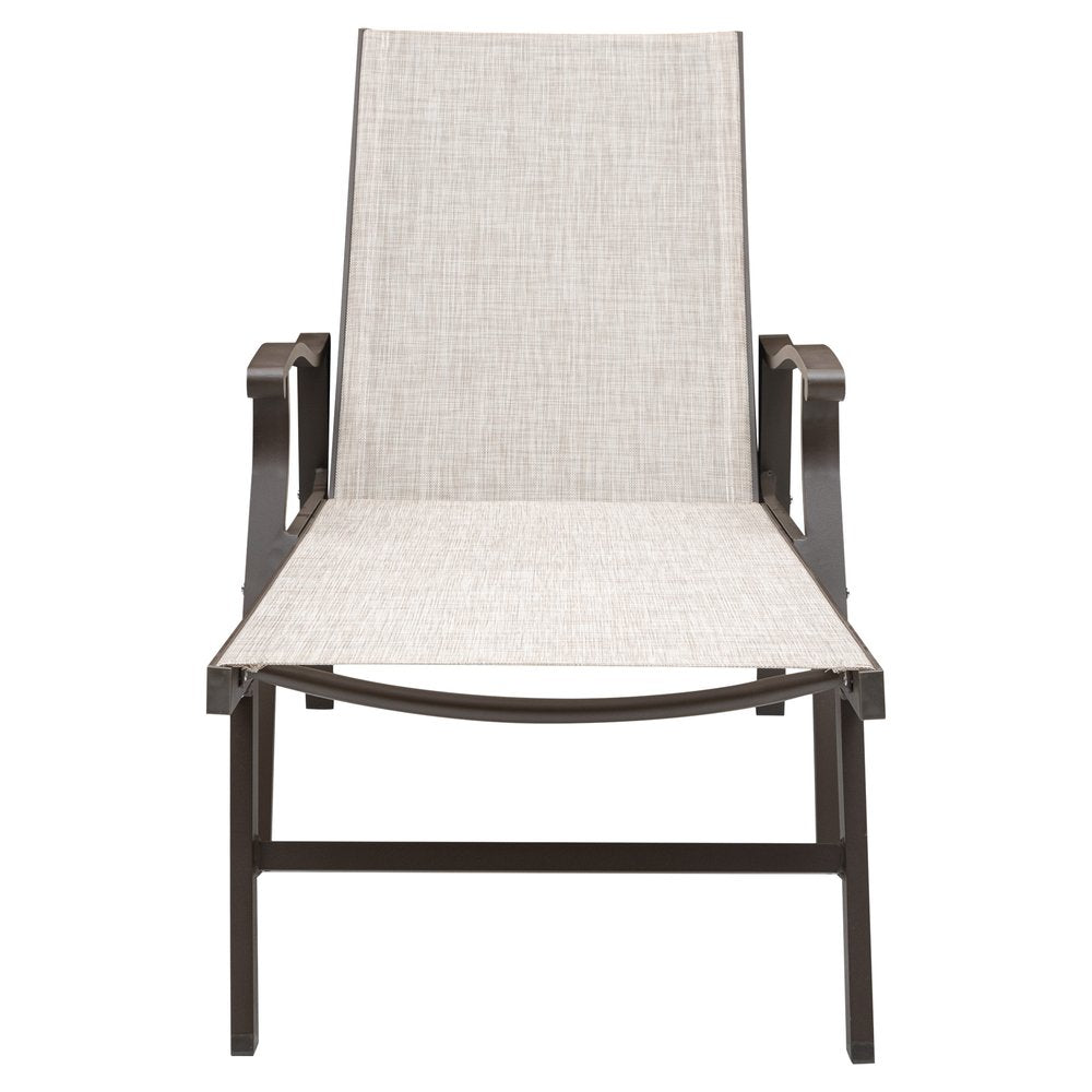 44" Beige Aluminum Six Position Adjustable Sling Outdoor Chaise Lounge HomeRoots