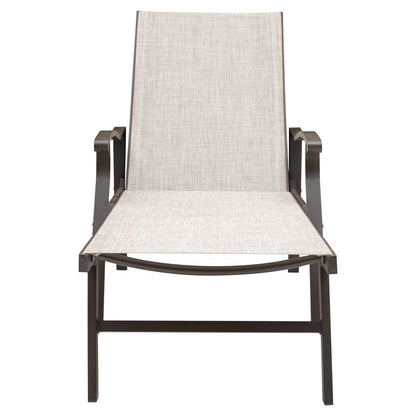 Set of Two Beige Aluminum Six Position Adjustable Outdoor Chaise Lounges HomeRoots