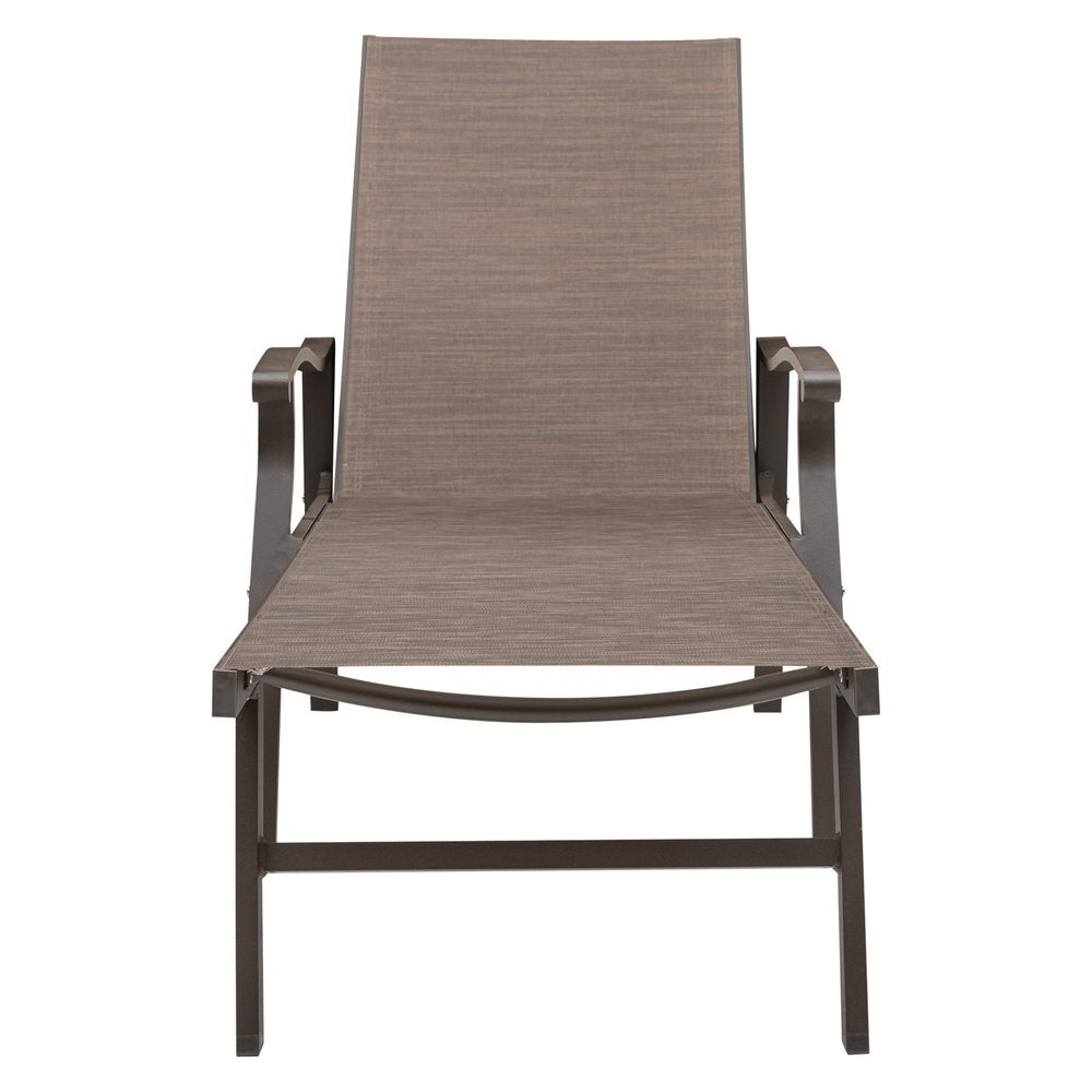 44" Brown Aluminum Six Position Adjustable Sling Outdoor Chaise Lounge