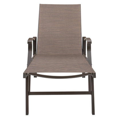 44" Brown Aluminum Six Position Adjustable Sling Outdoor Chaise Lounge