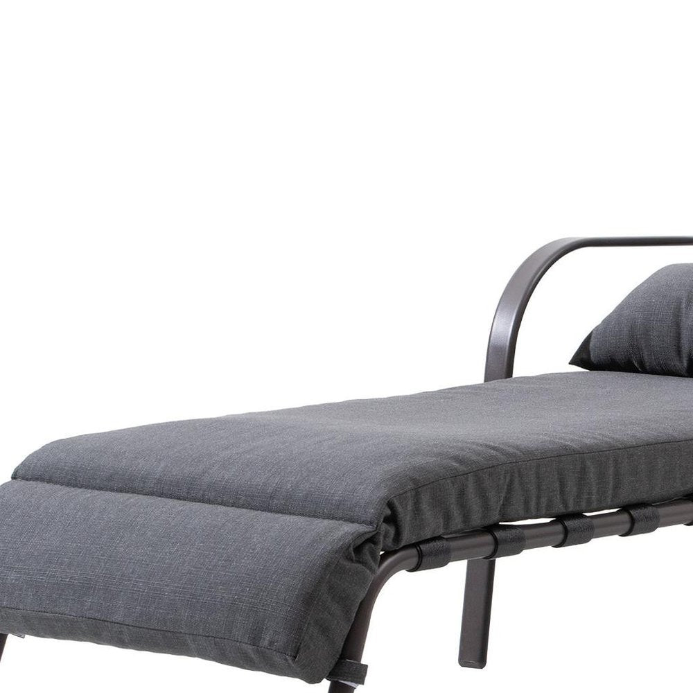40" Dark Gray Steel Five Position Adjustable Outdoor Chaise Lounge with Gray Cushion — view 4
