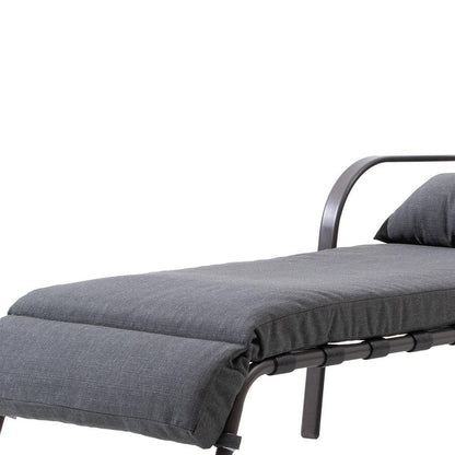 40" Dark Gray Steel Five Position Adjustable Outdoor Chaise Lounge with Gray Cushion HomeRoots