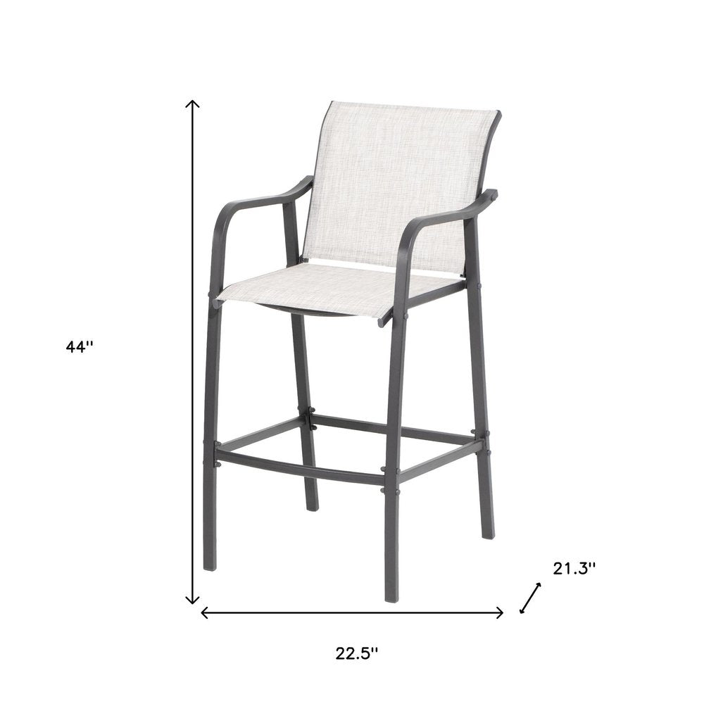 Set of Two 28" Gray Steel Outdoor Bar Height Chairs — view 10