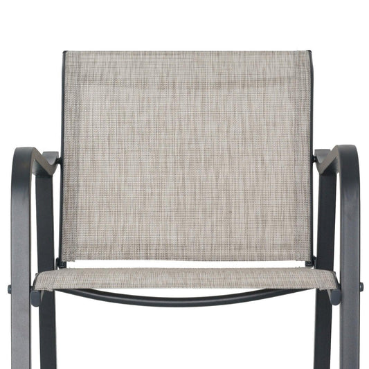 Set of Two 28" Gray Steel Outdoor Bar Height Chairs