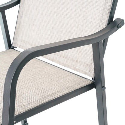 Set of Two 28" Gray Steel Outdoor Bar Height Chairs HomeRoots