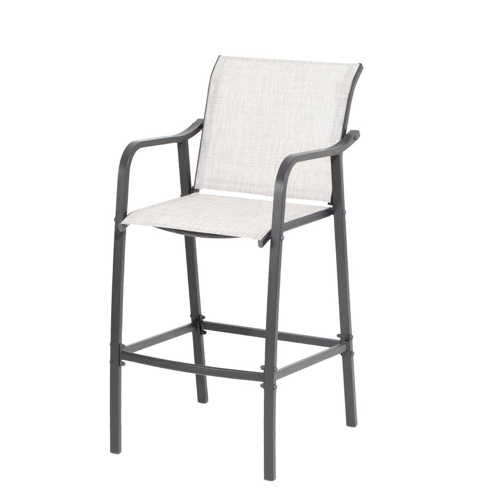 Set of Two 28" Gray Steel Outdoor Bar Height Chairs — view 5