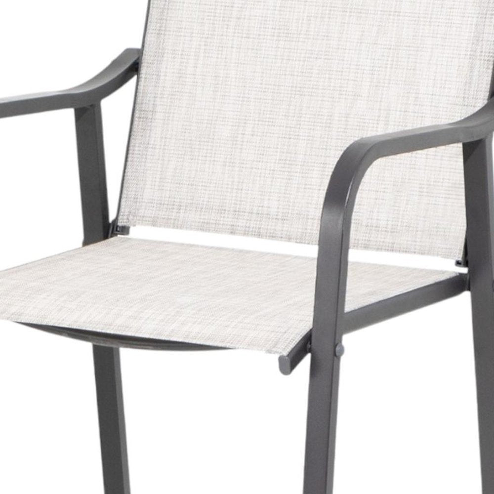 Set of Two 28" Gray Steel Outdoor Bar Height Chairs — view 8