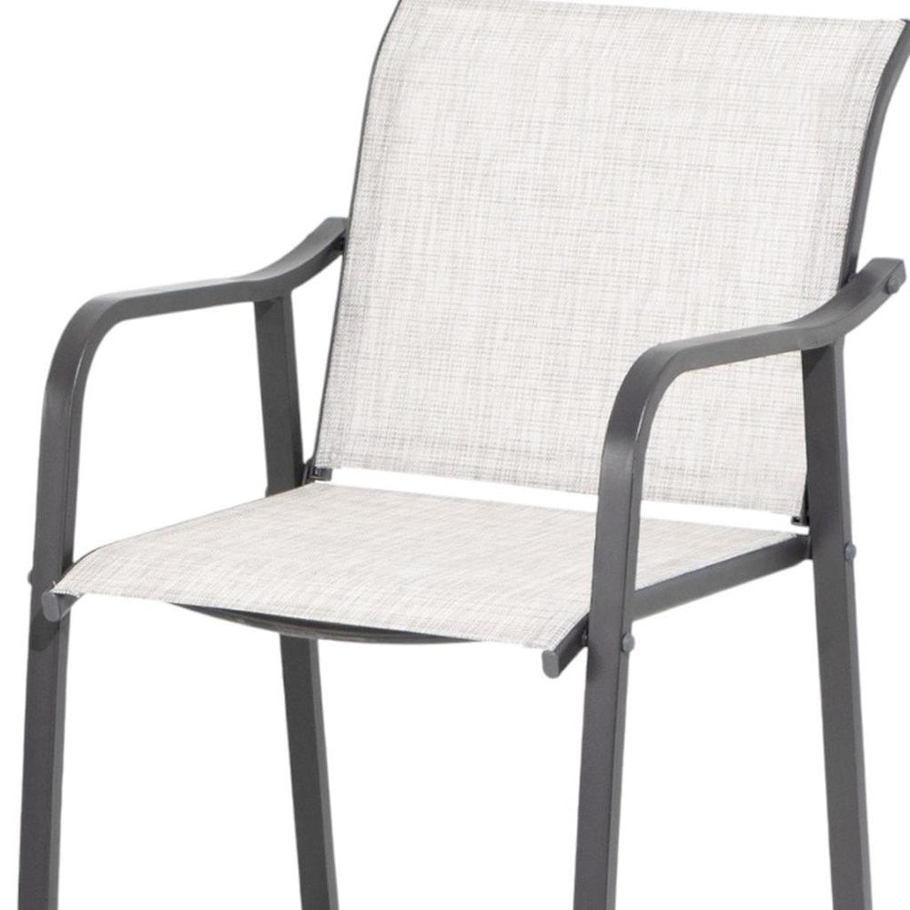 Set of Two 28" Gray Steel Outdoor Bar Height Chairs — view 9