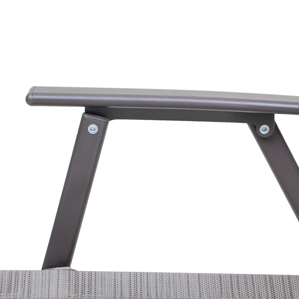 Set of Four 35" Brown Steel Sling Outdoor Folding Arm Chairs — view 3
