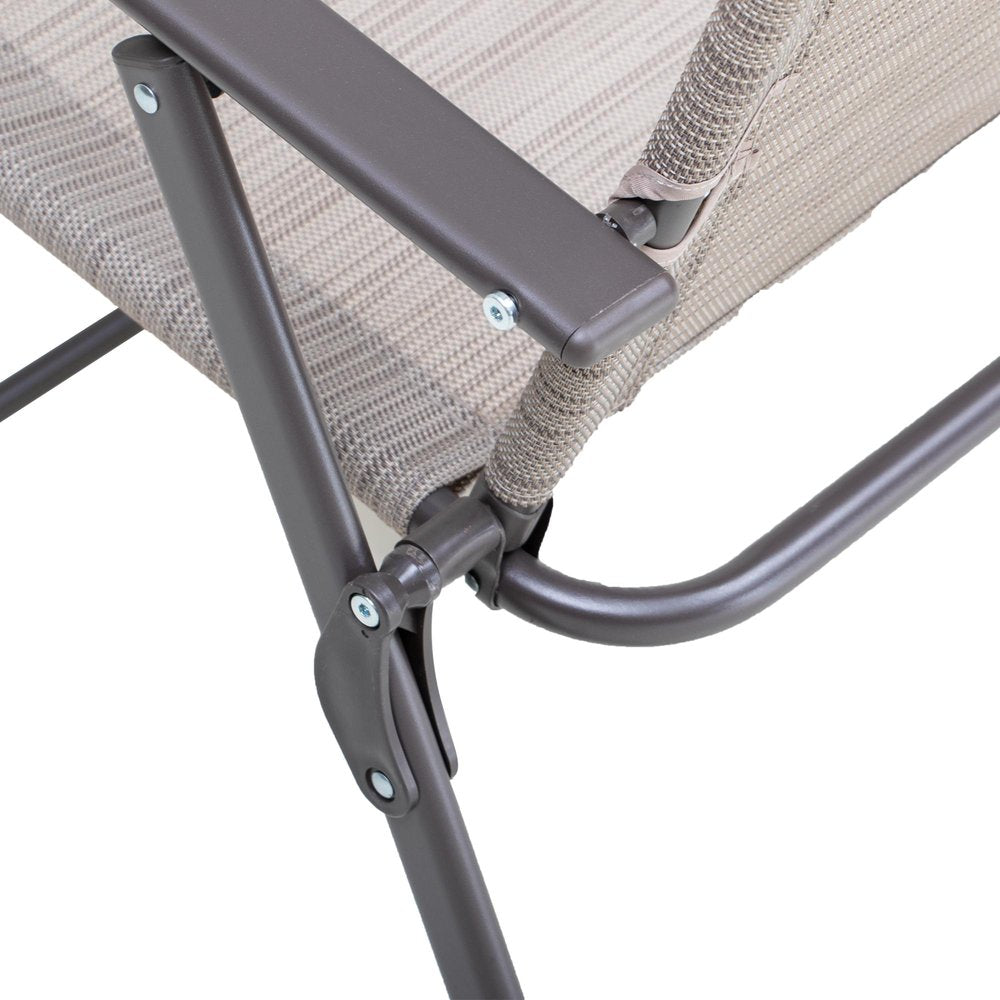 Set of Four 35" Brown Steel Sling Outdoor Folding Arm Chairs — view 5