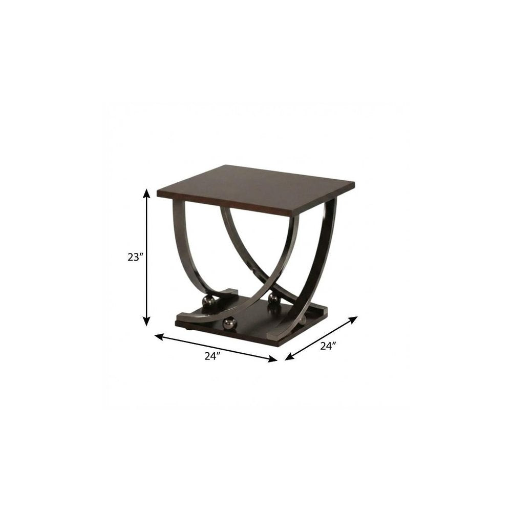 23" Black and Brown End Table HomeRoots