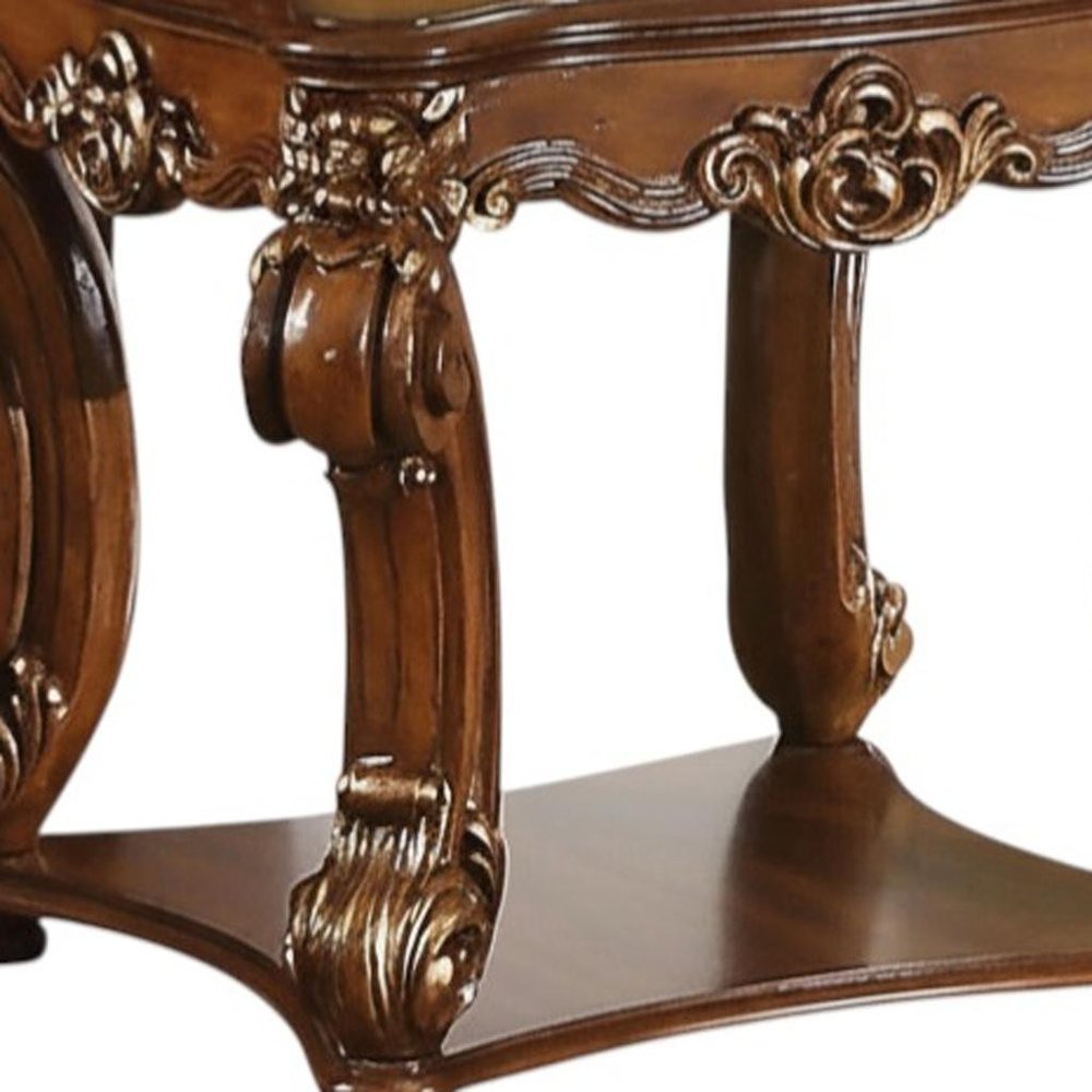 26" Cherry Manufactured Wood And Solid Wood Square End Table With Shelf HomeRoots