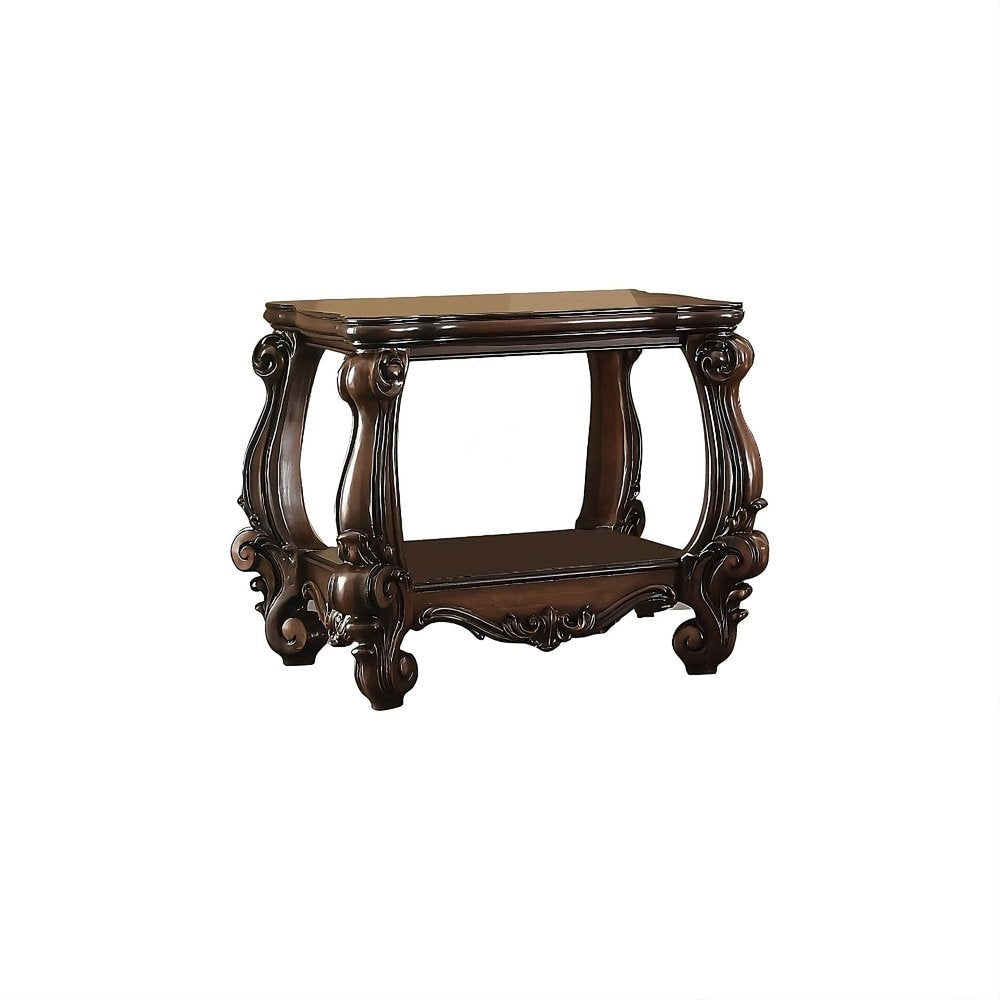 26" Brown Wood Square End Table With Shelf