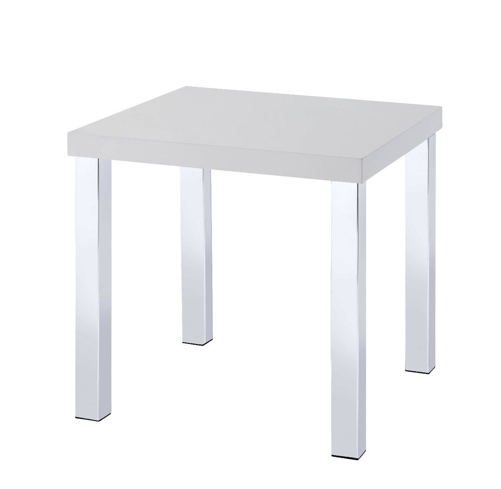22" Chrome And White High Gloss Square End Table HomeRoots