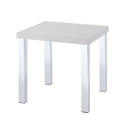 22" Chrome And White High Gloss Square End Table HomeRoots
