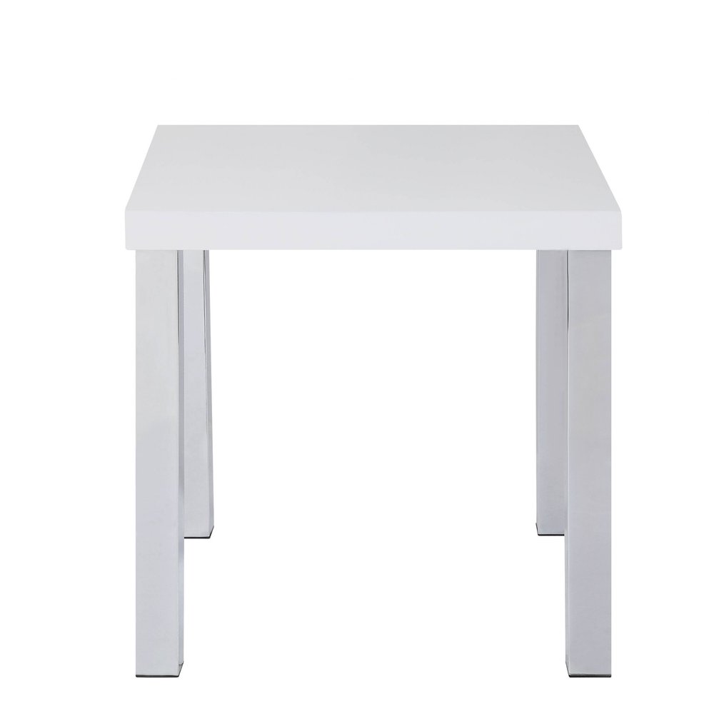 22" Chrome And White High Gloss Square End Table HomeRoots