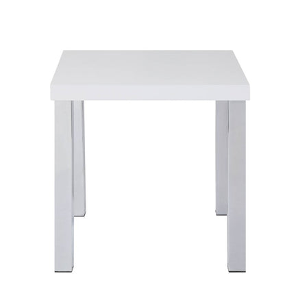 22" Chrome And White High Gloss Square End Table HomeRoots