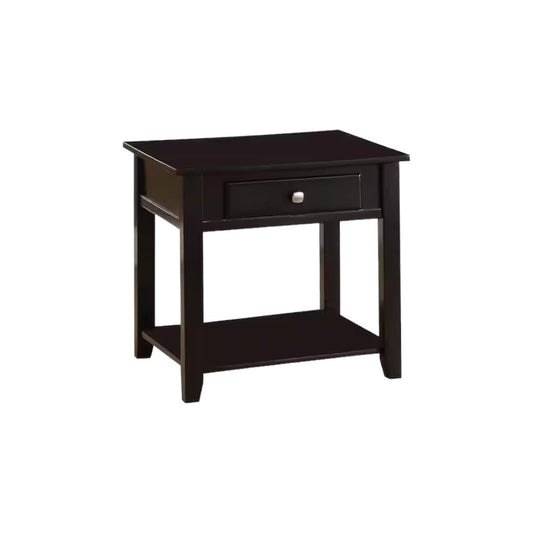 22" Black Manufactured Wood Square End Table With Drawer With Shelf HomeRoots