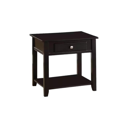 22" Black Manufactured Wood Square End Table With Drawer With Shelf HomeRoots